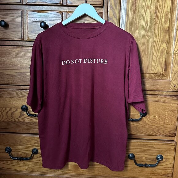 Dazy | Do Not Disturb Maroon T-Shirt | | Cream Writing | XL - Picture 2 of 6